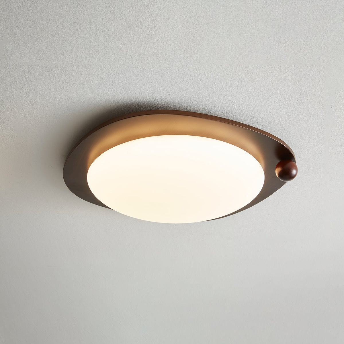 Amalphi Oval LED Ceiling Light with Walnut Wood Grain Finish