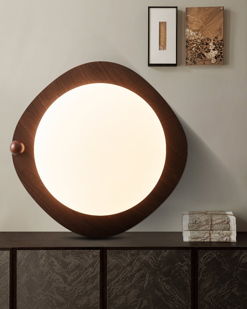 Amalphi Oval LED Ceiling Light with Walnut Wood Grain Finish