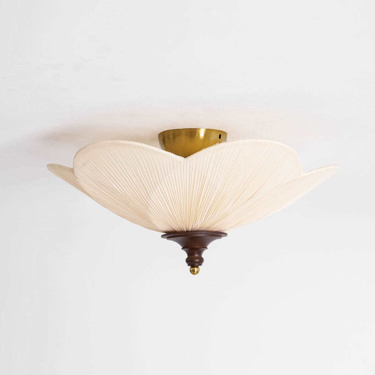 Amara Bloom Flush Mount Ceiling Light – Modern Fabric & Wood Semi-Flush Fixture