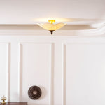 Amara Bloom Flush Mount Ceiling Light – Modern Fabric & Wood Semi-Flush Fixture