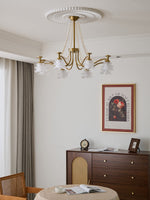 Amaris Rose Chandelier – Modern Gold Glass Pendant Light for Dining Room and Living Room