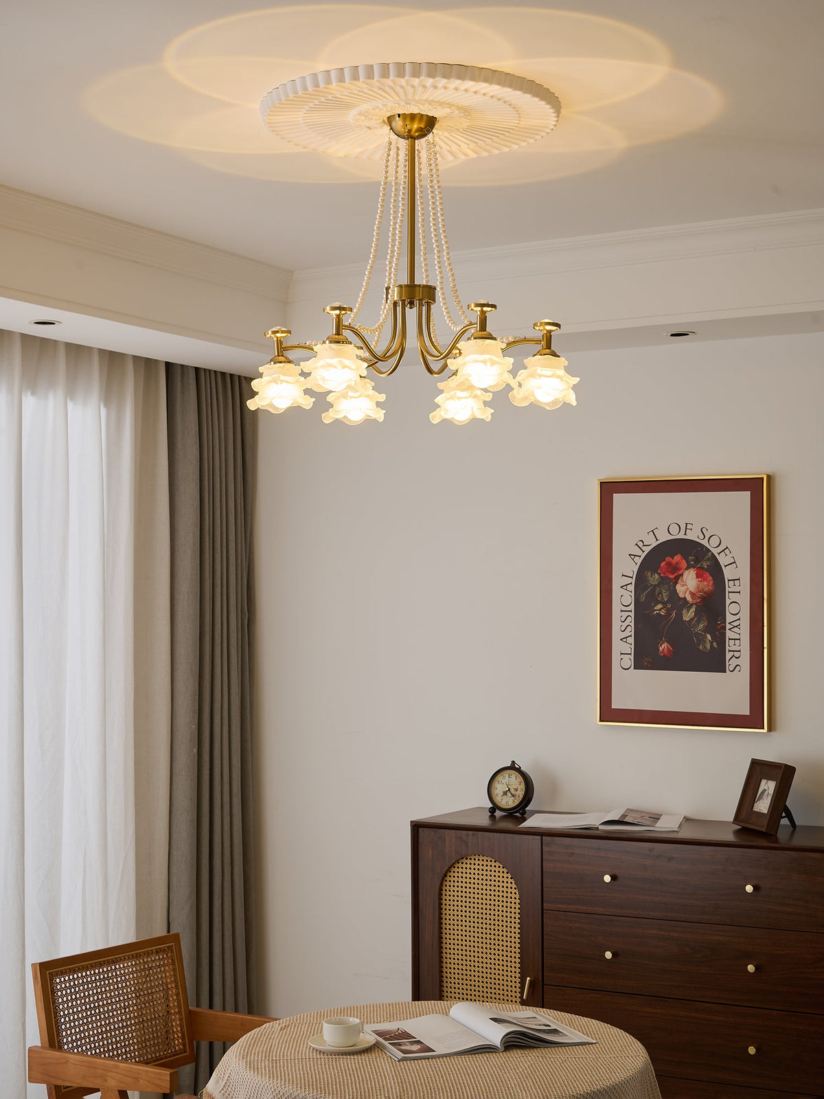 Amaris Rose Chandelier – Modern Gold Glass Pendant Light for Dining Room and Living Room