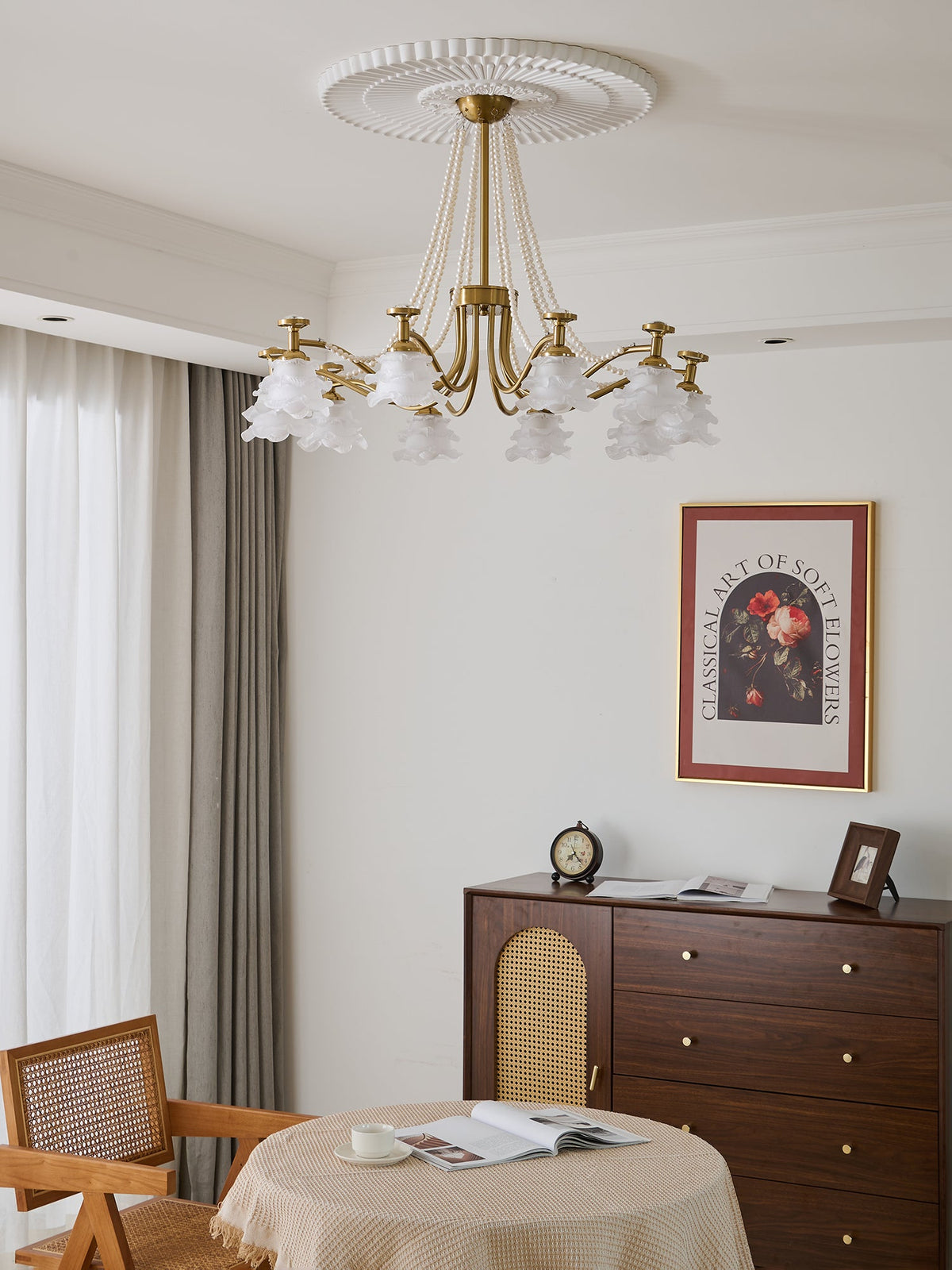 Amaris Rose Chandelier – Modern Gold Glass Pendant Light for Dining Room and Living Room