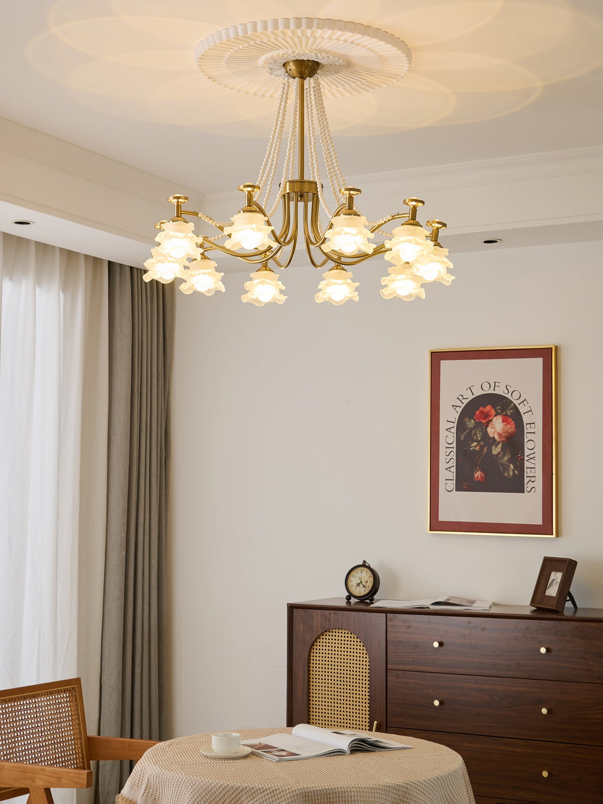 Amaris Rose Chandelier – Modern Gold Glass Pendant Light for Dining Room and Living Room