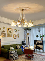 Amaris Rose Chandelier – Modern Gold Glass Pendant Light for Dining Room and Living Room