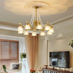 Amaris Rose Chandelier – Modern Gold Glass Pendant Light for Dining Room and Living Room