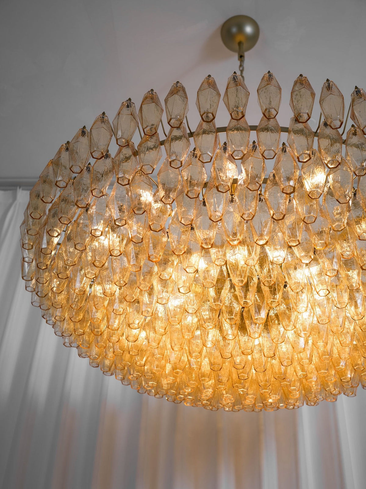 Amber Sorrento Multi-Tier Glass Chandelier, 59-Inch Wide Statement Lighting