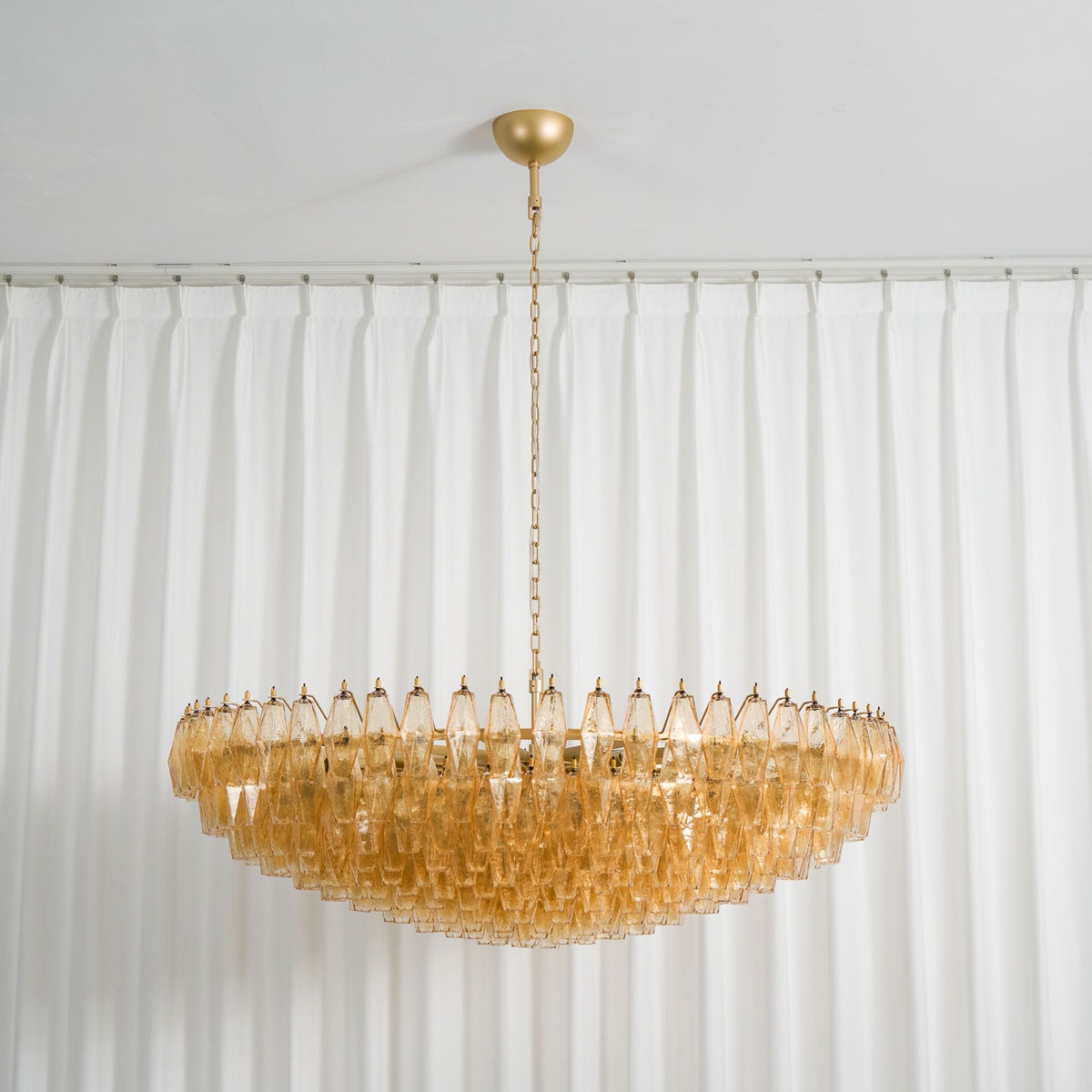 Amber Sorrento Multi-Tier Glass Chandelier, 59-Inch Wide Statement Lighting