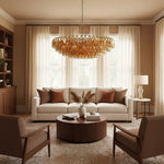 Amber Sorrento Multi-Tier Glass Chandelier, 59-Inch Wide Statement Lighting