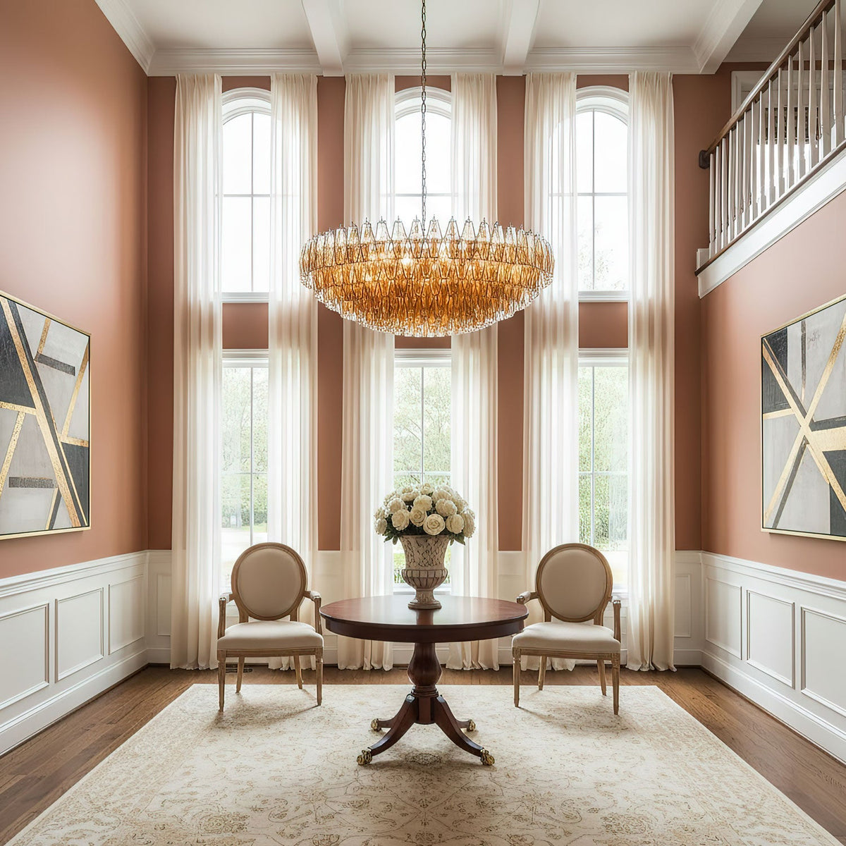 Amber Sorrento Multi-Tier Glass Chandelier, 59-Inch Wide Statement Lighting