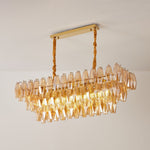 Amber Prism Glass Chandelier with Gold Frame – Modern Luxury Lighting