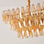 Amber Prism Glass Chandelier with Gold Frame – Modern Luxury Lighting