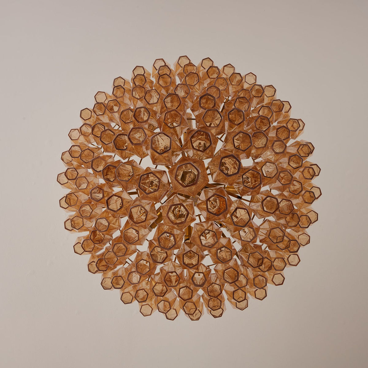 Amber Empire Chandelier — Hand-Blown Faceted Glass, Gold Brass Frame
