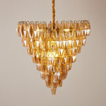 Amber Empire Chandelier — Hand-Blown Faceted Glass, Gold Brass Frame