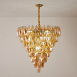 Amber Empire Chandelier — Hand-Blown Faceted Glass, Gold Brass Frame