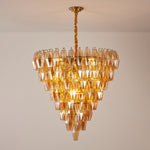 Amber Empire Chandelier — Hand-Blown Faceted Glass, Gold Brass Frame