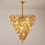 Amber Empire Chandelier — Hand-Blown Faceted Glass, Gold Brass Frame