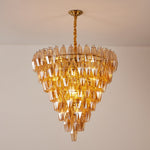 Amber Empire Chandelier — Hand-Blown Faceted Glass, Gold Brass Frame