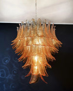 Amber Leaf Cascade Chandelier — Modern Art Glass Pendant for Dining Room