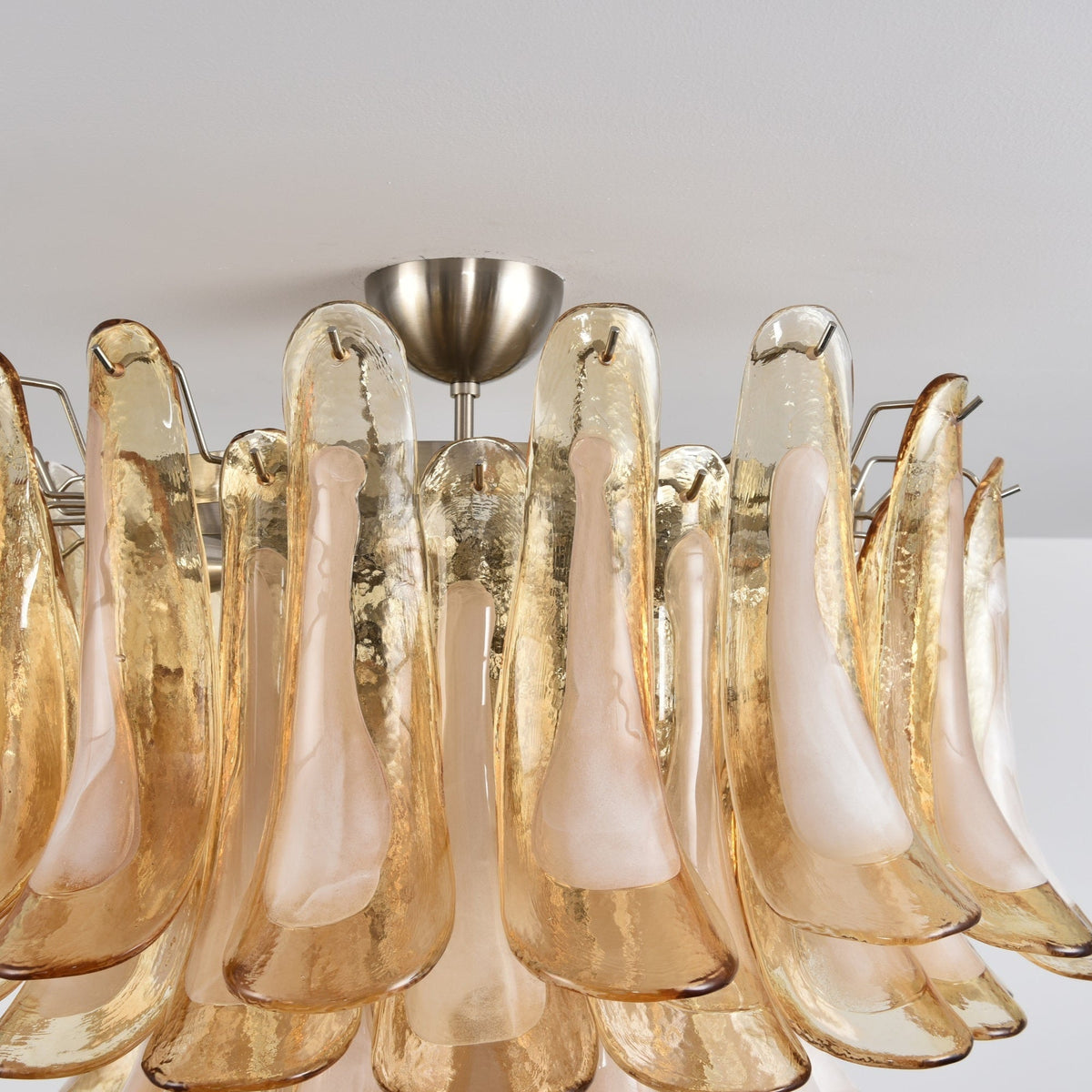 Amber Petal Glass Chandelier Ceiling Light for Dining Room and Foyer