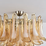 Amber Petal Glass Chandelier Ceiling Light for Dining Room and Foyer