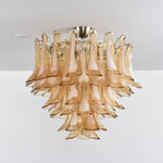 Amber Petal Glass Chandelier Ceiling Light for Dining Room and Foyer