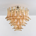 Amber Petal Glass Chandelier Ceiling Light for Dining Room and Foyer