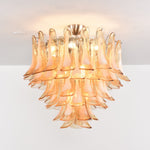 Amber Petal Glass Chandelier Ceiling Light for Dining Room and Foyer