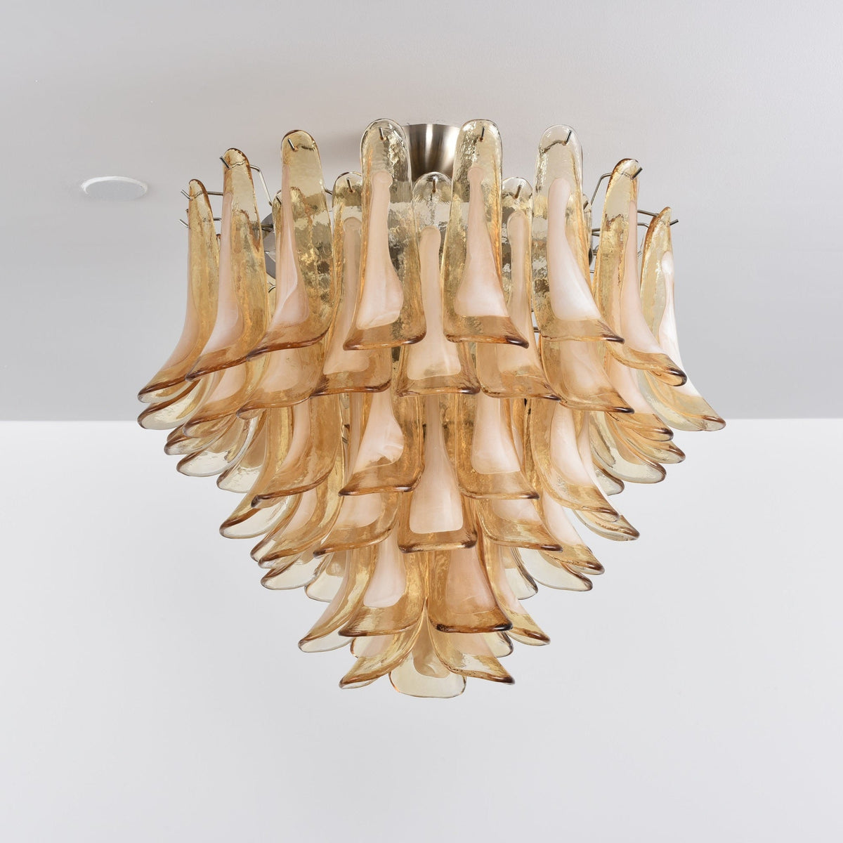 Amber Petal Glass Chandelier Ceiling Light for Dining Room and Foyer