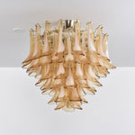 Amber Petal Glass Chandelier Ceiling Light for Dining Room and Foyer
