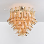 Amber Petal Glass Chandelier Ceiling Light for Dining Room and Foyer