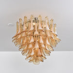 Amber Petal Glass Chandelier Ceiling Light for Dining Room and Foyer