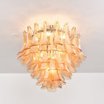 Amber Petal Glass Chandelier Ceiling Light for Dining Room and Foyer