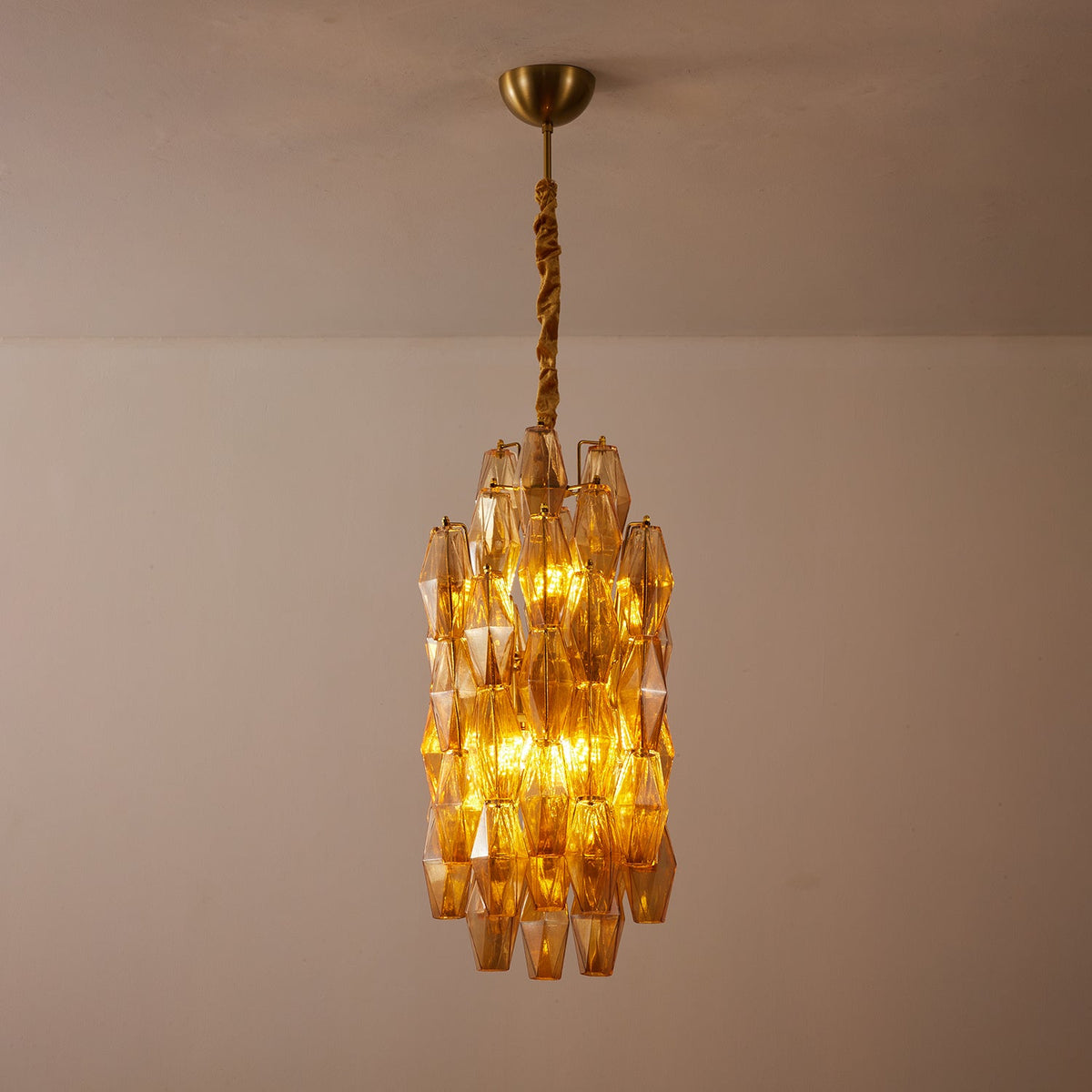 Amber Prism Linear Chandelier in Gold Finish
