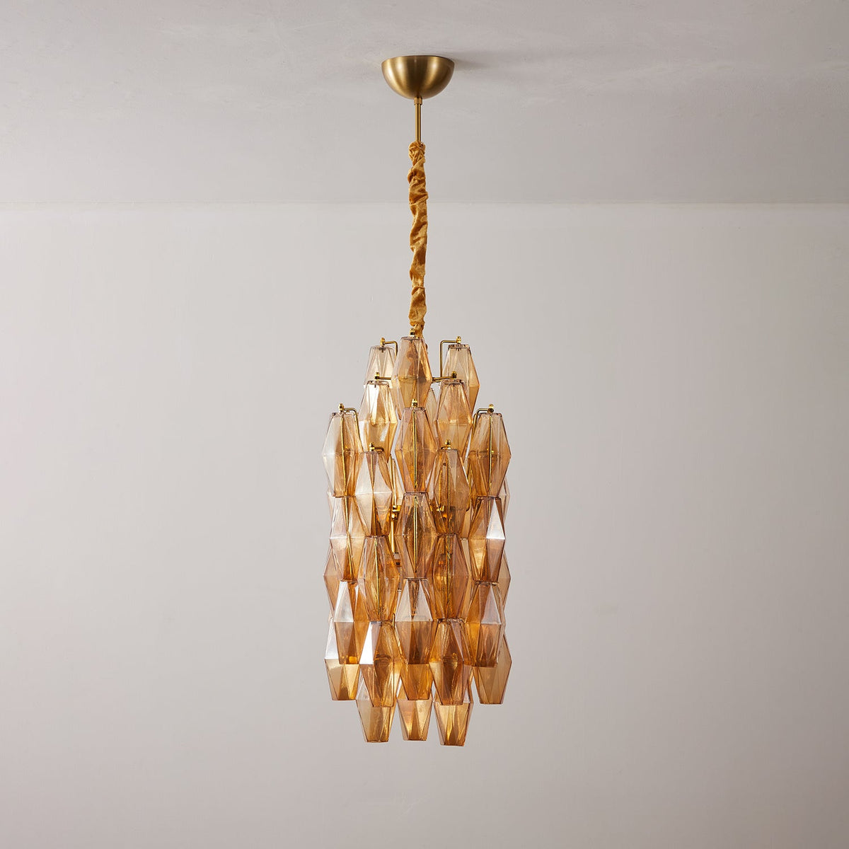 Amber Prism Linear Chandelier in Gold Finish