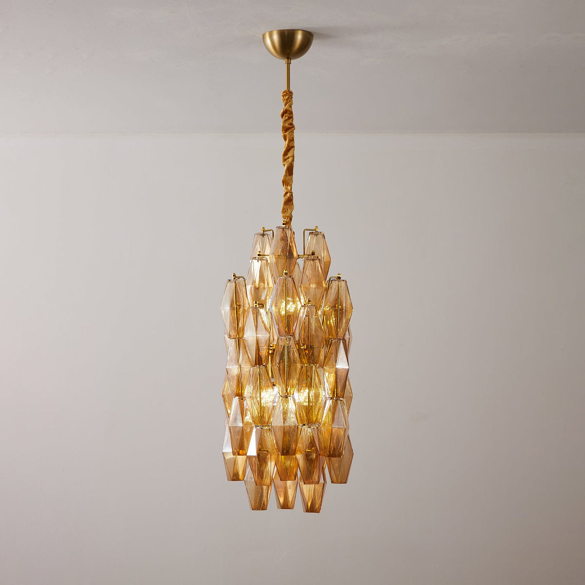 Amber Prism Linear Chandelier in Gold Finish