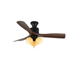 AmberGlo Retro Ceiling Fan Light with Walnut Blades and Amber Glass Shades
