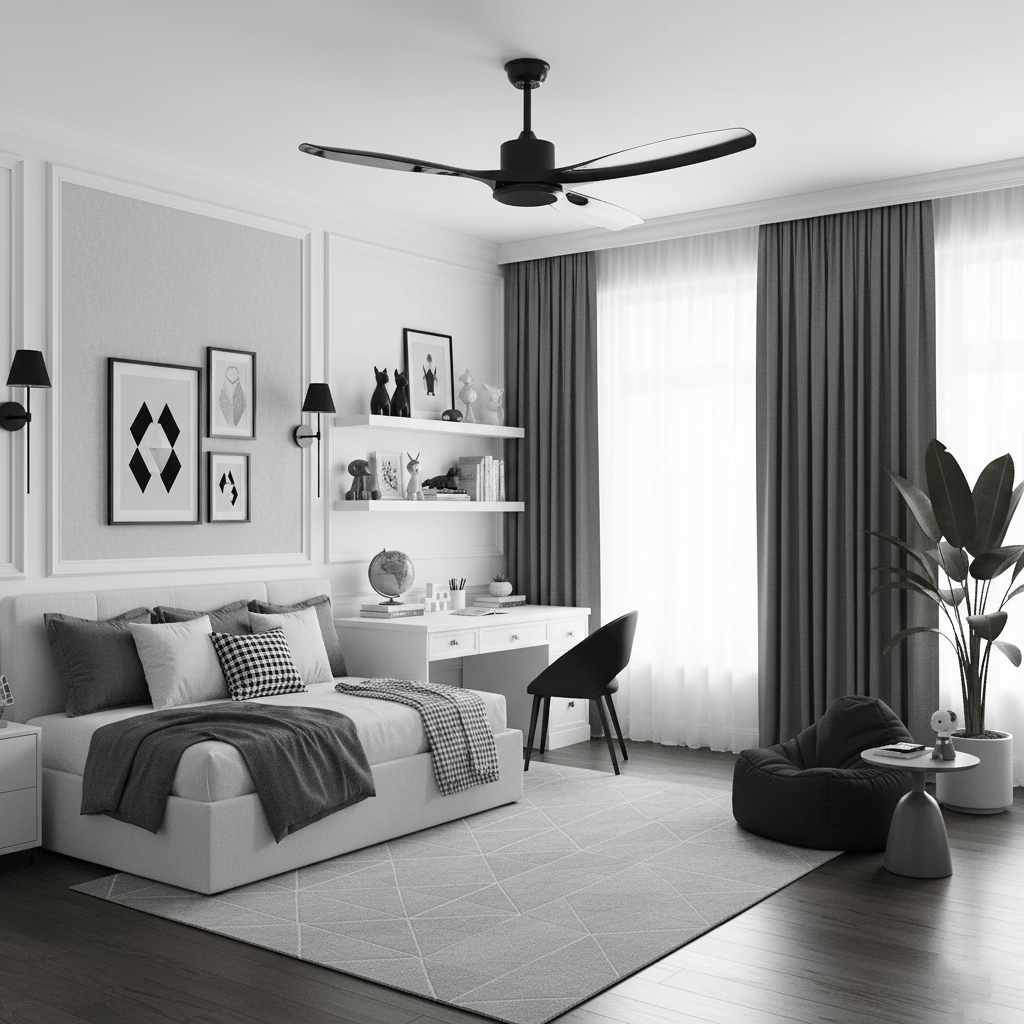 Amelia Ceiling Fan — Sculpted ABS Blades, DC Motor, 42-52 Inch