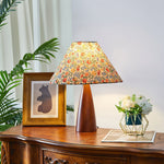 Amelia Blossom Table Lamp – Vintage Floral Wooden Bedside Light