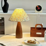 Amelia Blossom Table Lamp – Vintage Floral Wooden Bedside Light