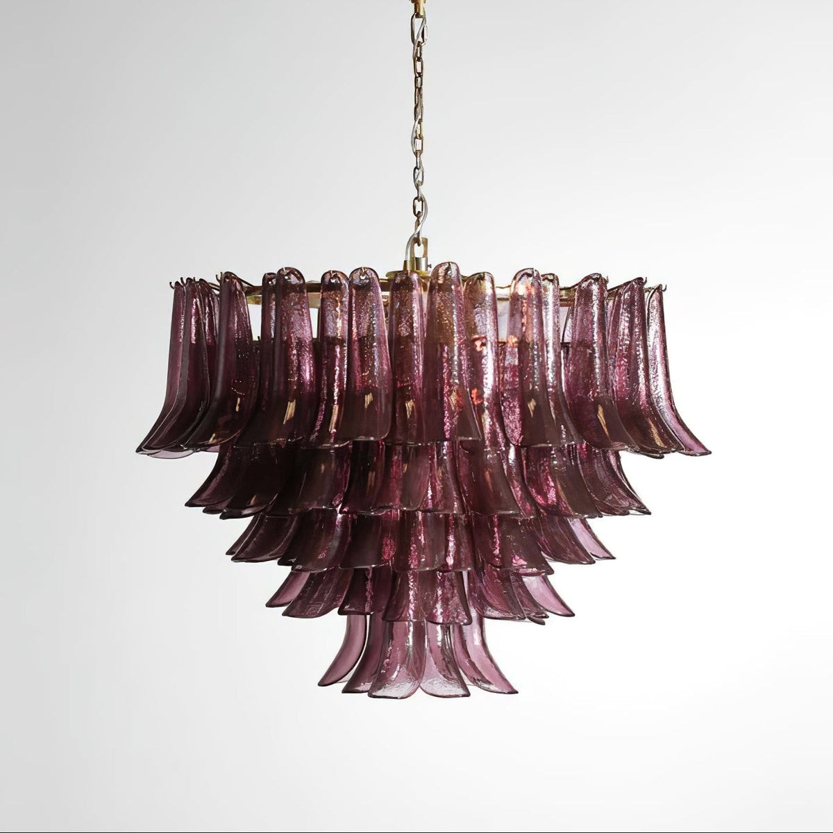 Amethyst Bloom Chandelier — Handcrafted Glass Petal Chandelier in Gold or Nickel