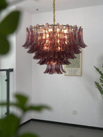 Amethyst Bloom Chandelier — Handcrafted Glass Petal Chandelier in Gold or Nickel