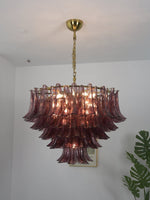 Amethyst Bloom Chandelier — Handcrafted Glass Petal Chandelier in Gold or Nickel