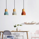 Andenon Cement Pendant Light – Modern Minimalist Wood & Concrete Hanging Lamp