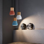 Andenon Cement Pendant Light – Modern Minimalist Wood & Concrete Hanging Lamp