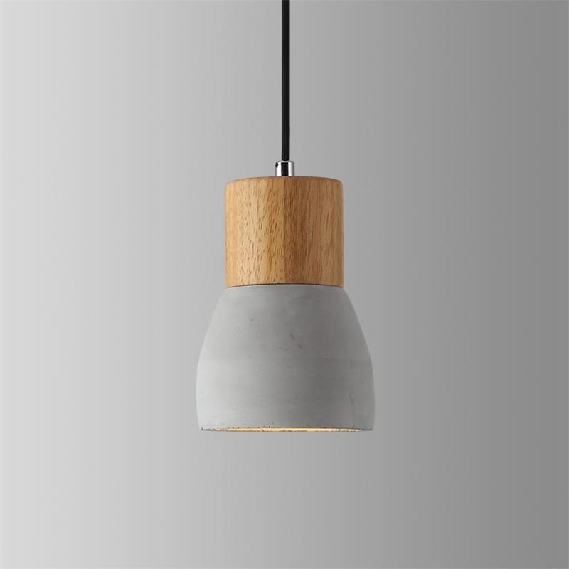 Andenon Cement Pendant Light – Modern Minimalist Wood & Concrete Hanging Lamp