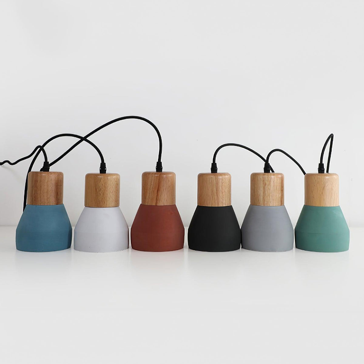 Andenon Cement Pendant Light – Modern Minimalist Wood & Concrete Hanging Lamp