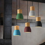 Andenon Cement Pendant Light – Modern Minimalist Wood & Concrete Hanging Lamp