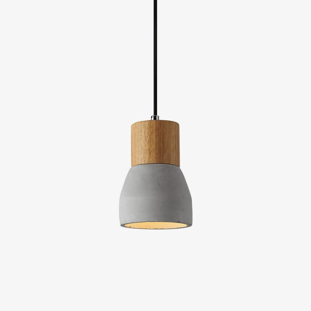 Andenon Cement Pendant Light – Modern Minimalist Wood & Concrete Hanging Lamp