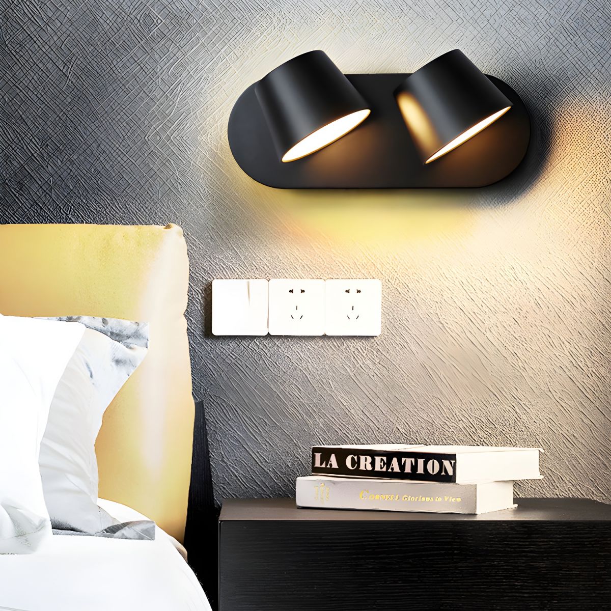 Lumina 360° Adjustable Plug-In LED Wall Sconce in Black or White